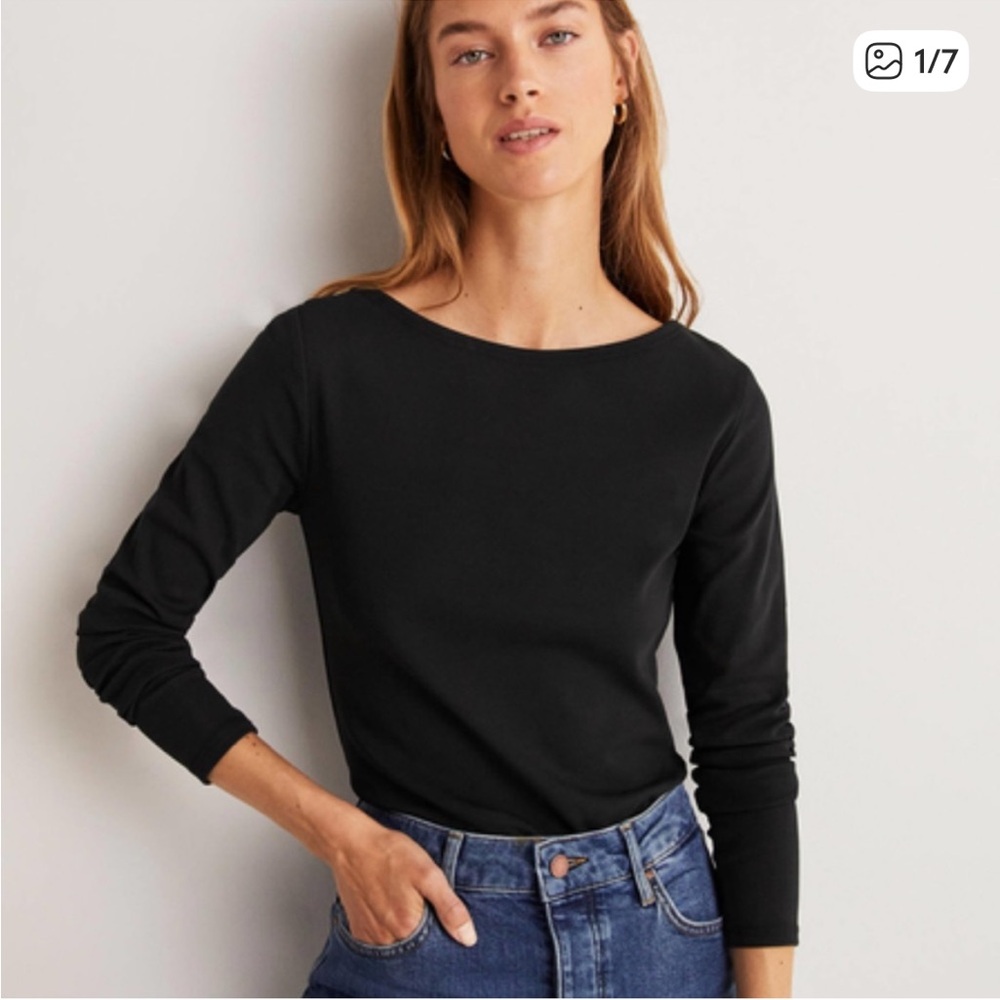 Boden Black Boat Neck 3/4 Long Sleeve Women’s Sz L